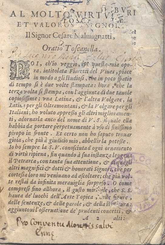 C.34.2.5 – FIORETTI DELLA LINGUA VOLGARE E LATINA. TOSCANELLO. 1575